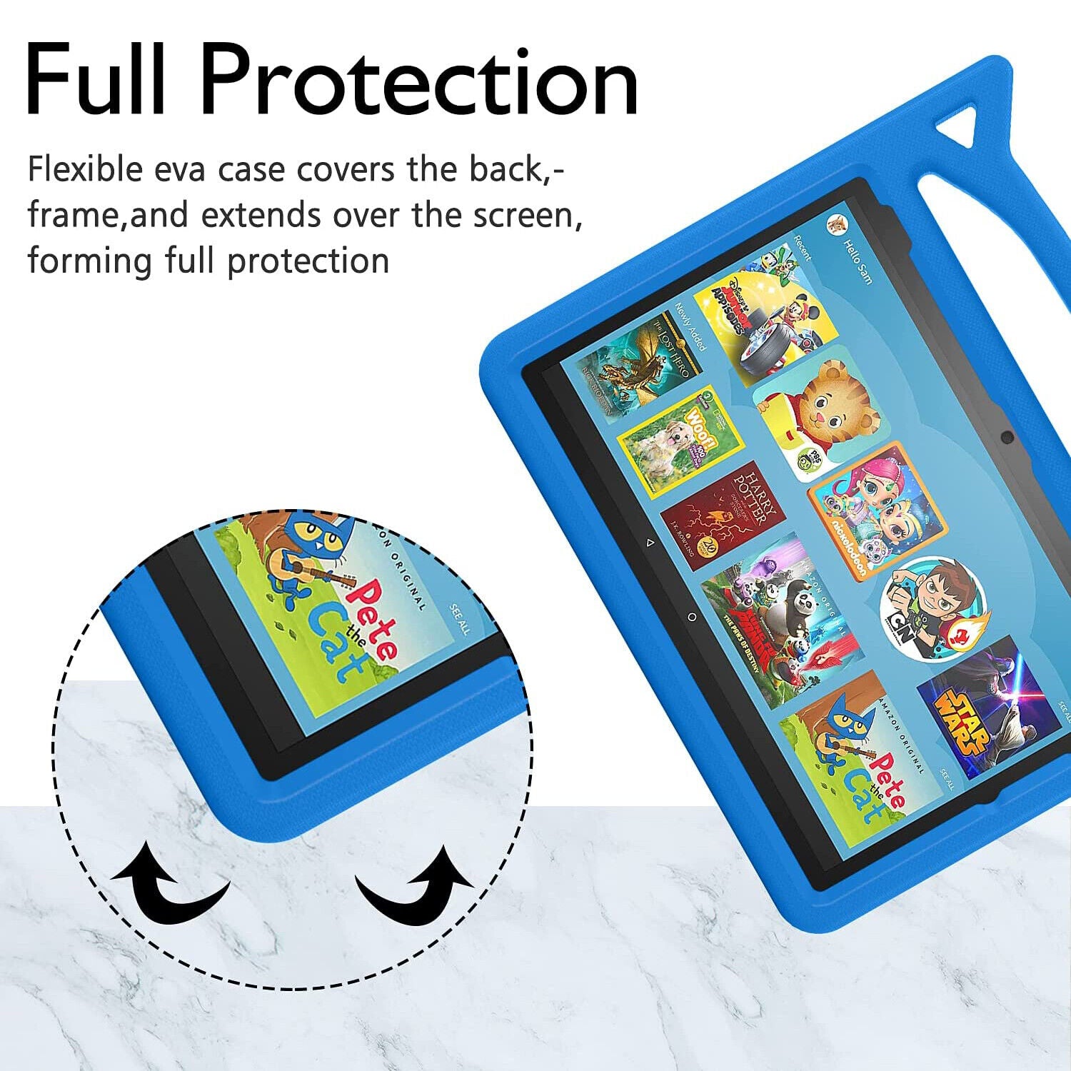 For Amazon Fire HD 10 2021 11th Gen Kids Case Shockproof Cover With Stand - Blue-www.firsthelptech.ie