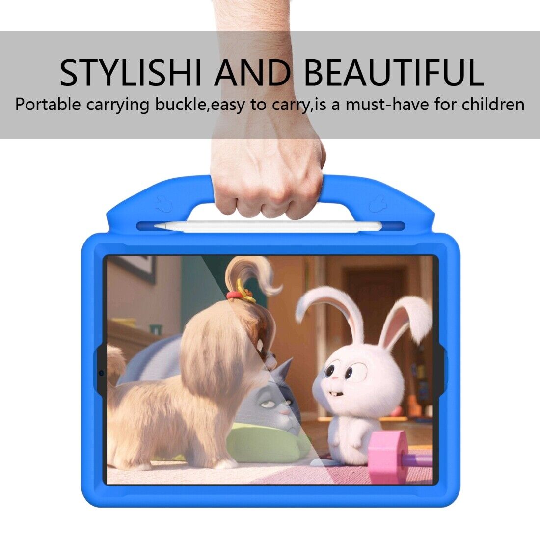 For Apple iPad 10.2 7th Gen 2019 Kids Friendly Case Shockproof Cover With Thumbs Up - Blue-www.firsthelptech.ie