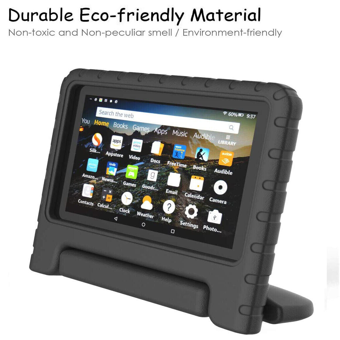 For Amazon Fire 7 2019 Kids Case Shockproof Cover With Stand - Black-www.firsthelptech.ie