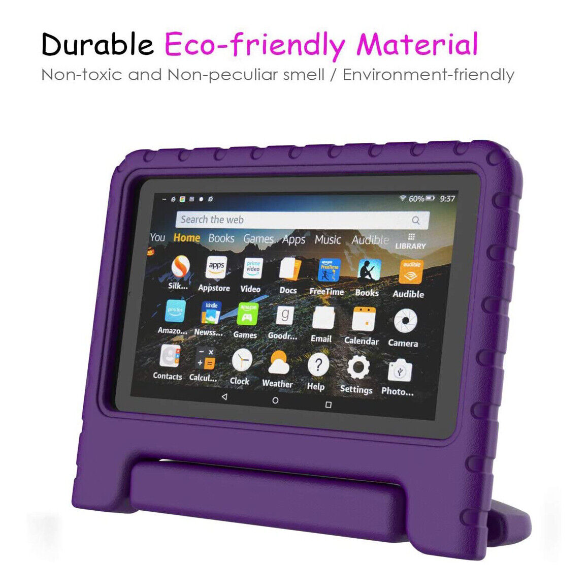 For Amazon Fire 7 2019 Kids Case Shockproof Cover With Stand - Purple-www.firsthelptech.ie