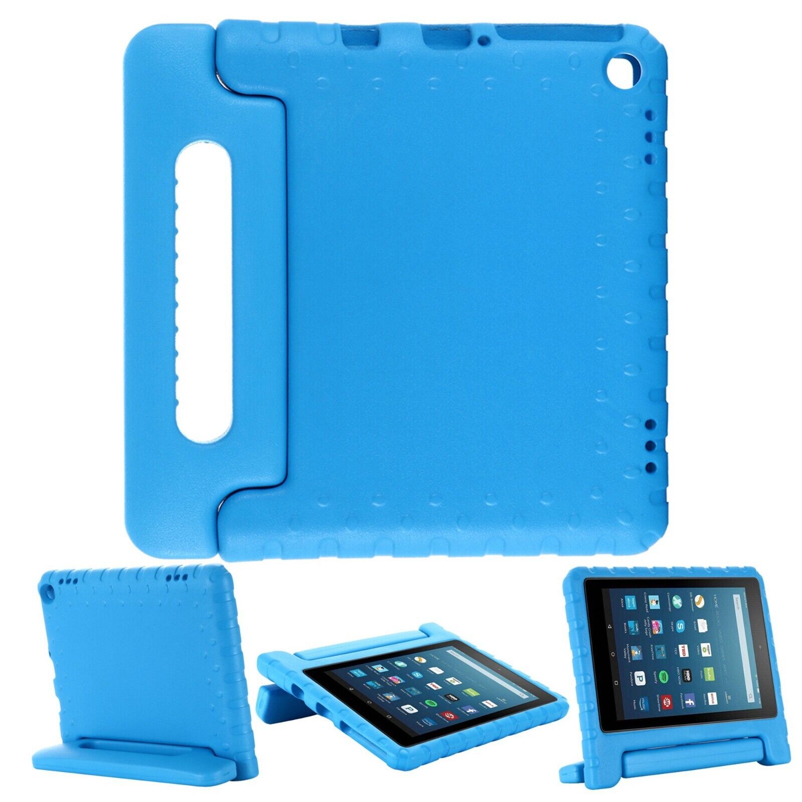 For Amazon Fire HD 8 Plus 2020 Kids Case Shockproof Cover With Stand - Blue