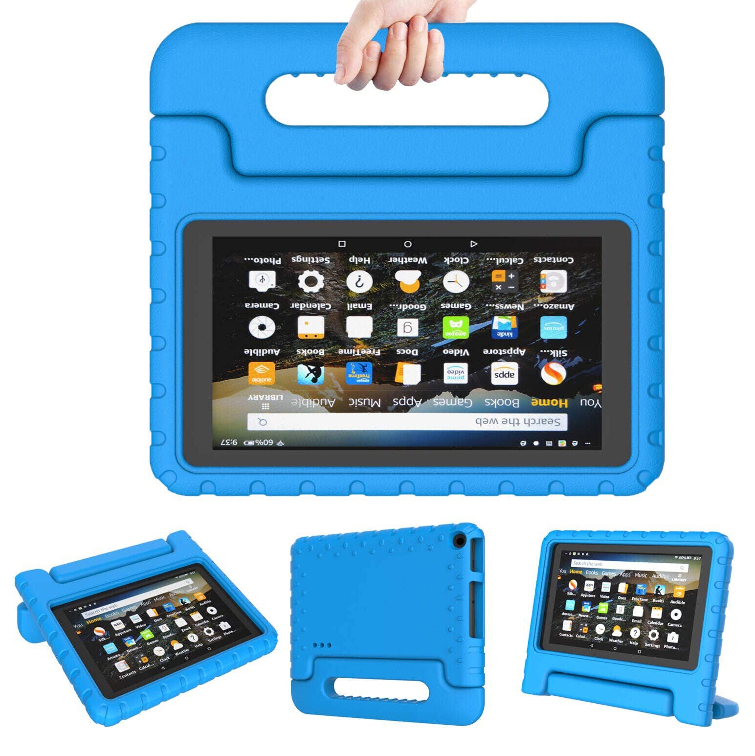 For Amazon Fire 7 2019 Kids Case Shockproof Cover With Stand - Blue