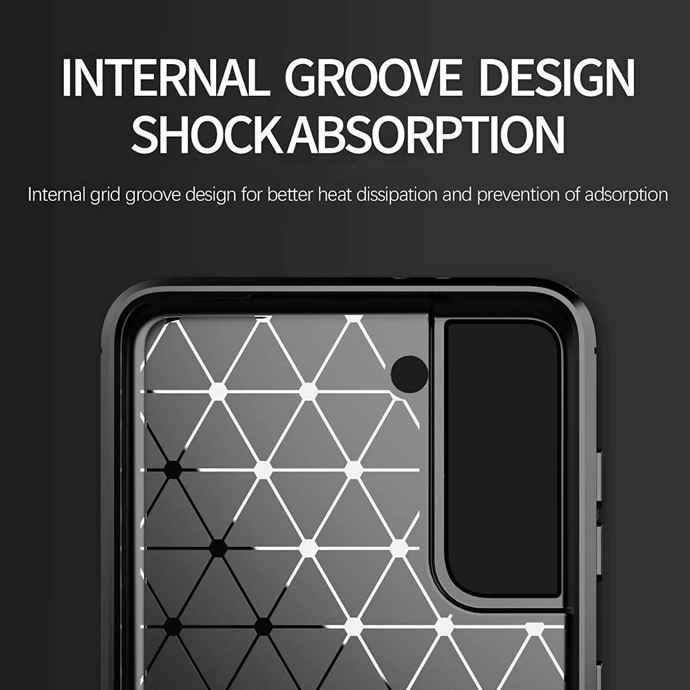 TPU Phone Cover For Samsung Galaxy S21 Carbon Fiber Case Black