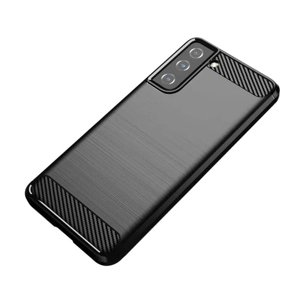 TPU Phone Cover For Samsung Galaxy S21 Carbon Fiber Case Black