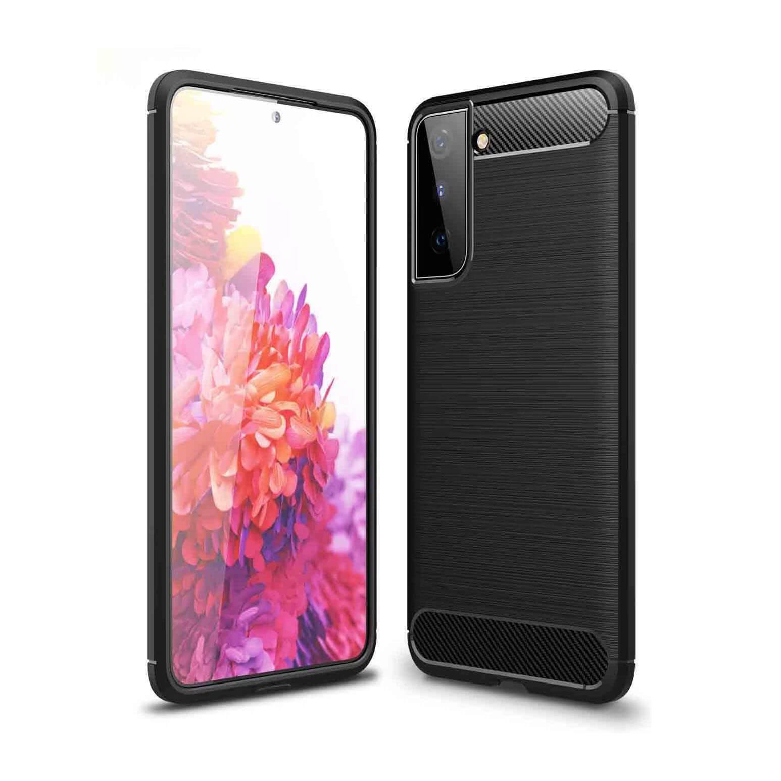 TPU Phone Cover For Samsung Galaxy S21 Carbon Fiber Case Black