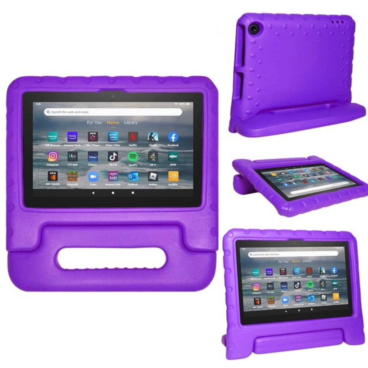 For Amazon Fire 7 2022 12th Gen Kids Case Shockproof Cover With Stand - Purple-First Help Tech