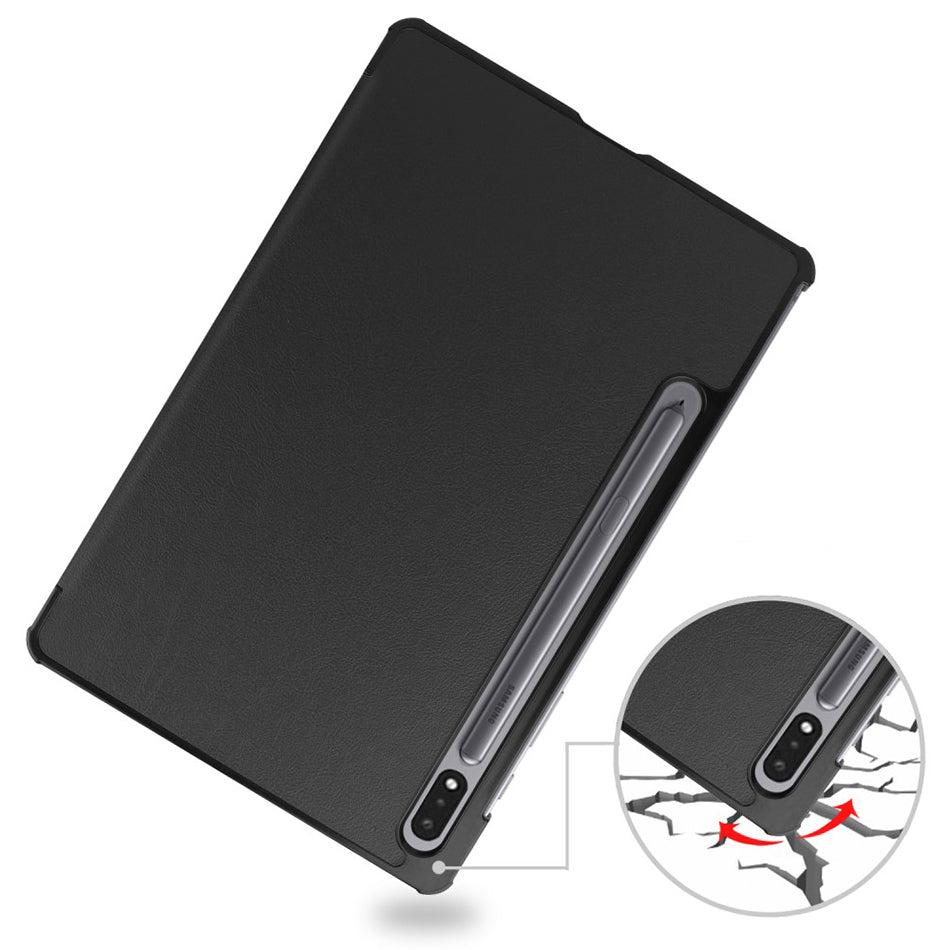 Premium Smart Cover For Samsung Galaxy Tab S7 FE Trifold Case Black
