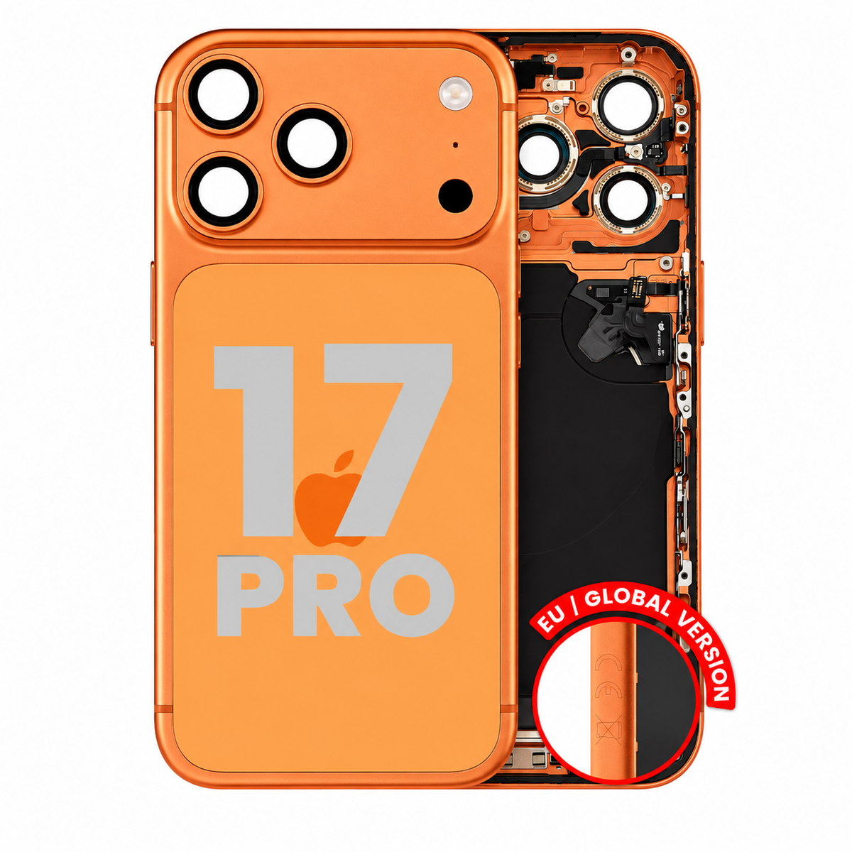 For iPhone 17 Pro Back Housing With Charging Port & Small Parts EU / Global Version Pulled - Grade A - Cosmic Orange