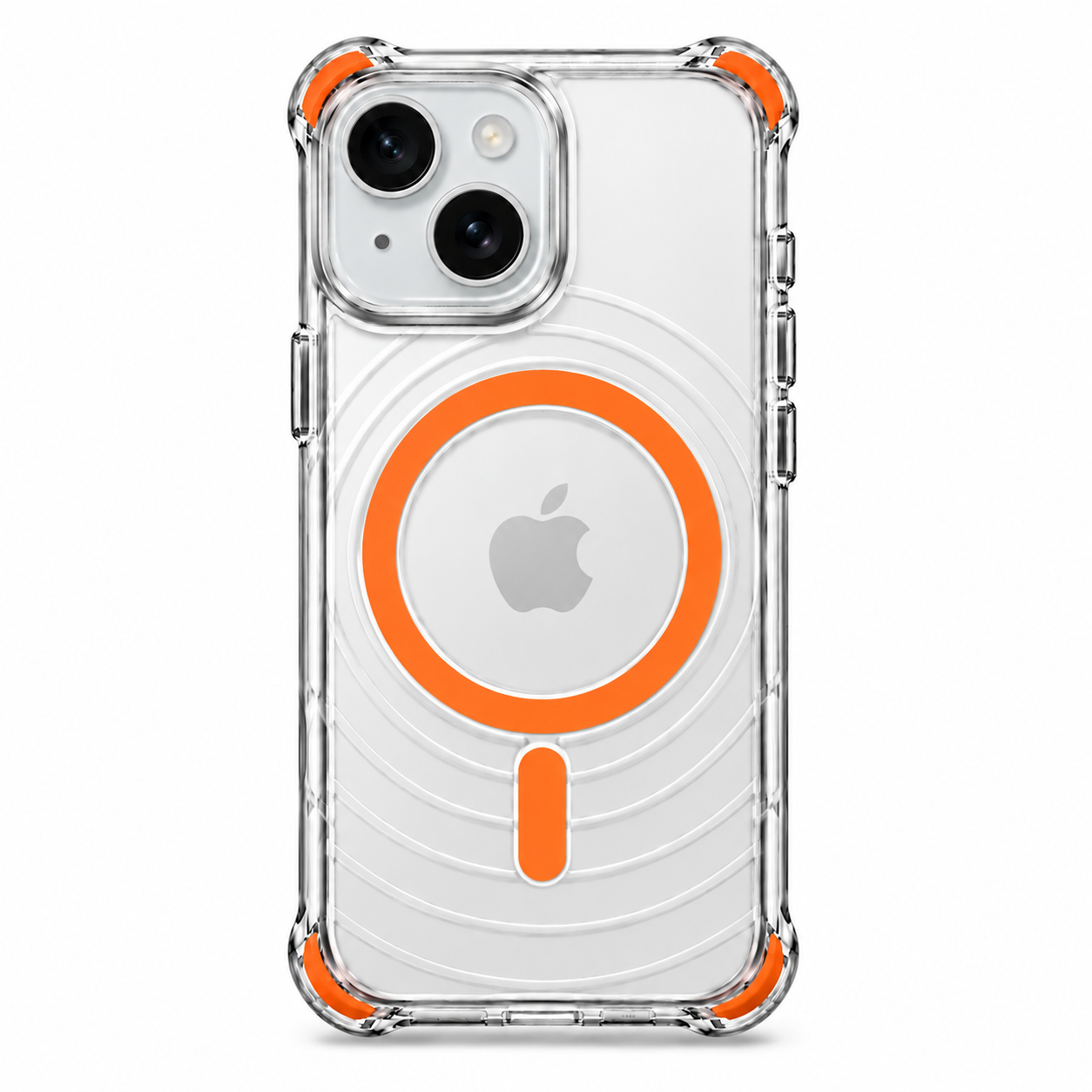 For Apple iPhone 15 Wave Series Clear Magsafe Orange