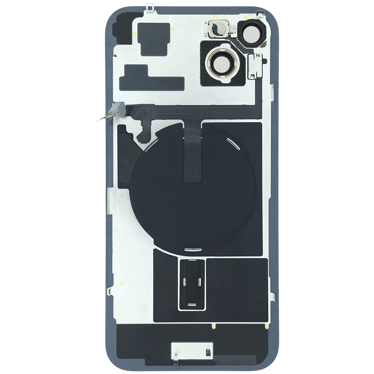 For iPhone 15 Plus Back Glass With MagSafe Magnet, NFC & Flashlight Flex Pulled - Grade C - Black