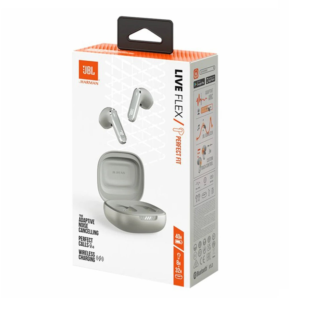 JBL Live Flex Noise Cancelling Earbuds Silver