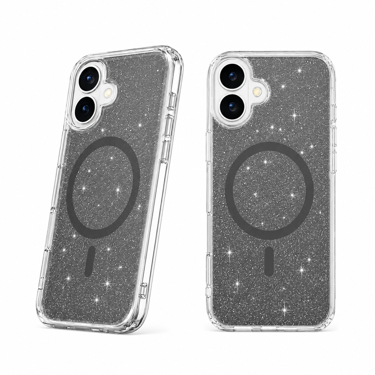 For Apple iPhone 17 Magsafe Magnetic Crystal Glitter Clear Case Transparent Black