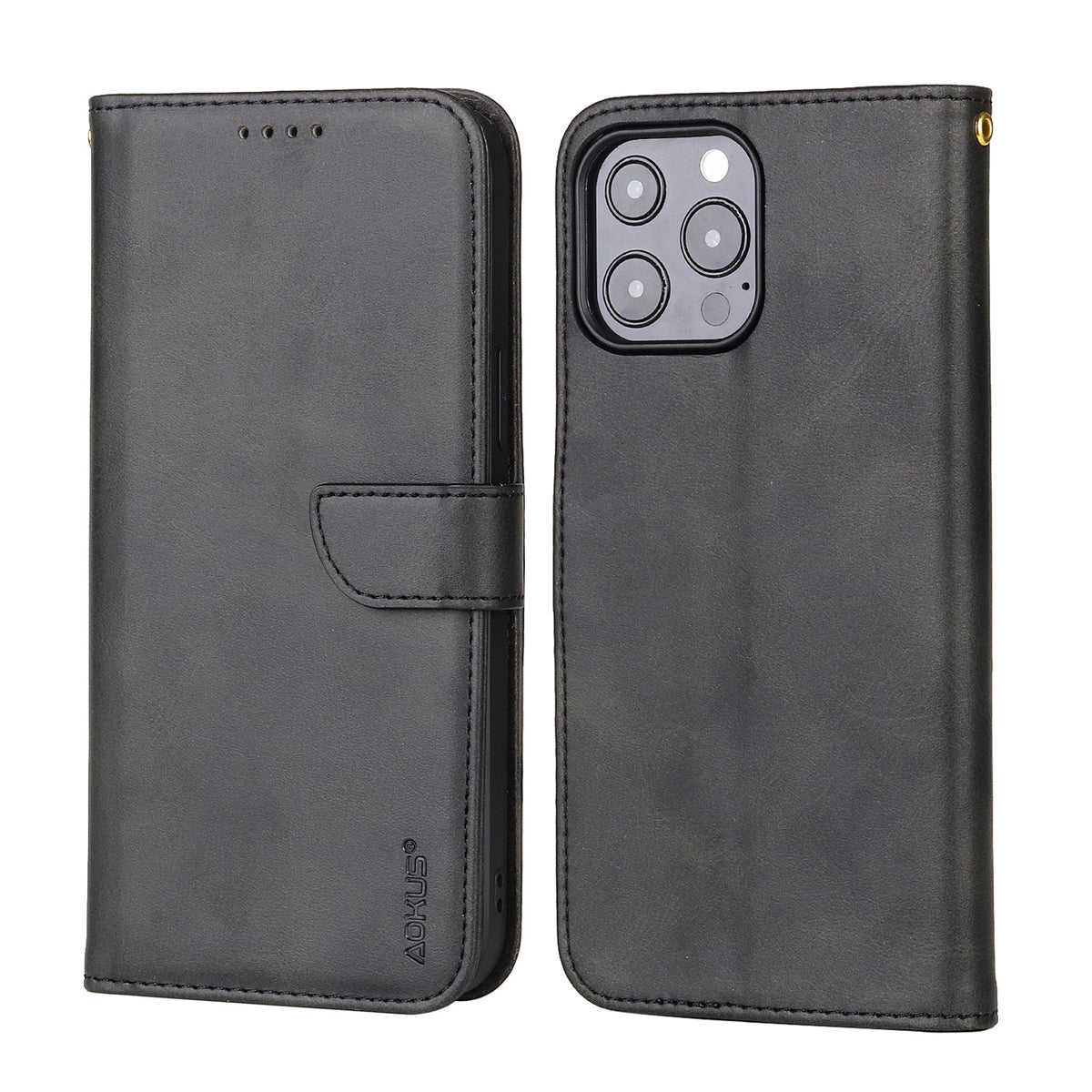 For Apple iPhone 8 / 7 Plus Premium Aokus Wallet Case Black