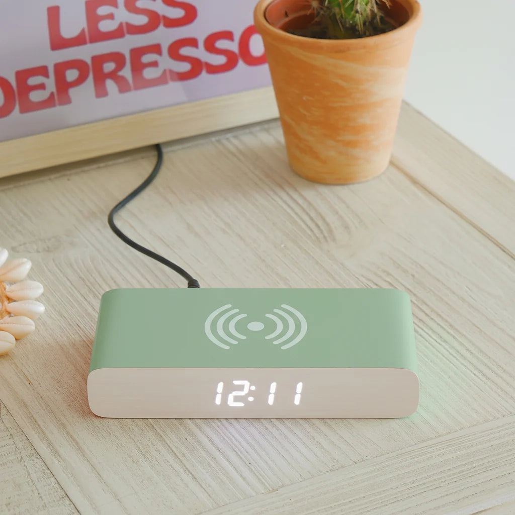Rise Charge Wireless Phone Charger & Alarm Clock - Green
