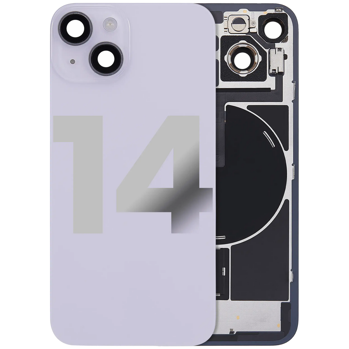 For iPhone 14 Back Glass With MagSafe Magnet, NFC & Flashlight Flex Pulled - Grade A - Purple