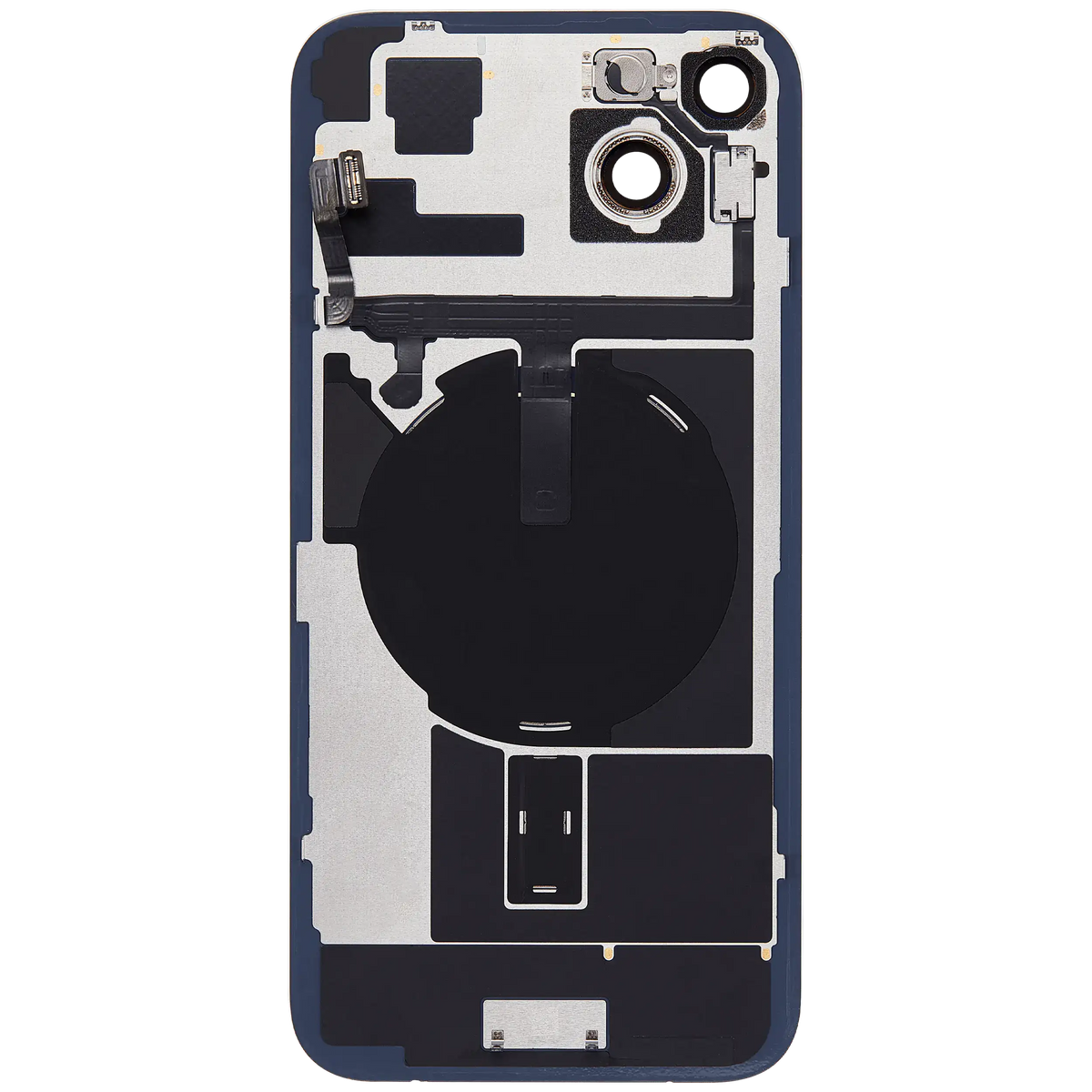 For iPhone 15 Plus Back Glass With MagSafe Magnet, NFC & Flashlight Flex Pulled - Grade C - Blue
