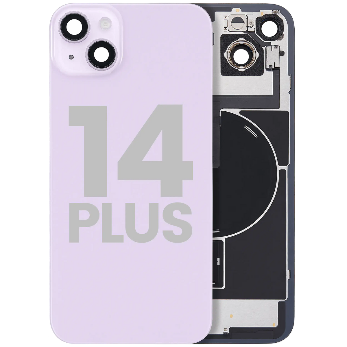 For iPhone 14 Plus Back Glass With MagSafe Magnet, NFC & Flashlight Flex Pulled - Grade C - Purple