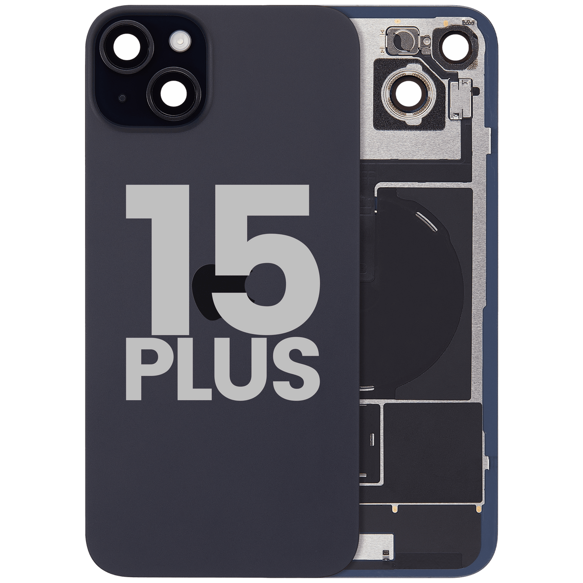 Back Glass W/ Mag Safe Magnet & Nfc & Flashlight Flex For I Phone 15 Plus (Used Oem Pull: Grade B) (Black)