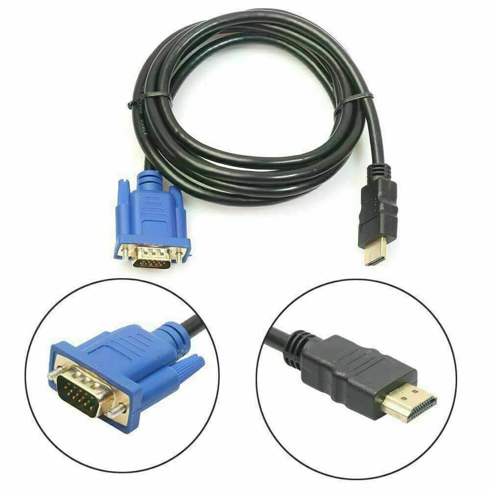 1.8m HDMI Male to VGA Male HD15 Video Adapter Cable