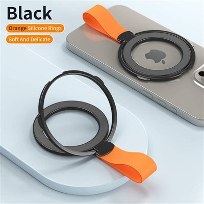 Delicate Silicon Finger Grip Strong Magsafe Ring Holder Black & Orange-www.firsthelptech.ie