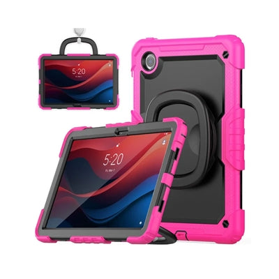 For Samsung Galaxy Tab A9 SM-X110 Survivor Symmetry Ring Stand Hard Case Rose