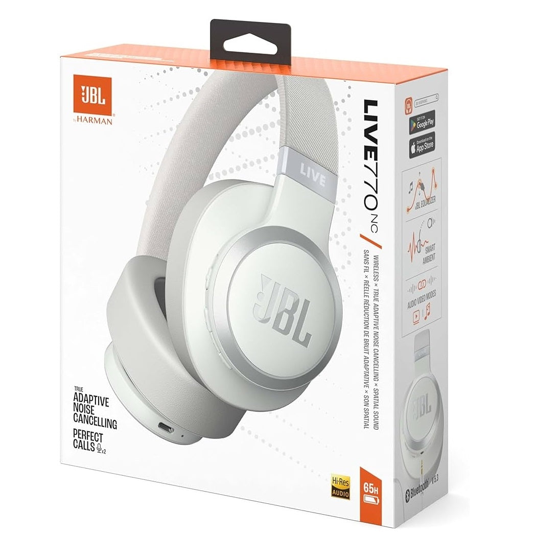 JBL Live 770NC Noise Cancelling Wireless Bluetooth Headphones White