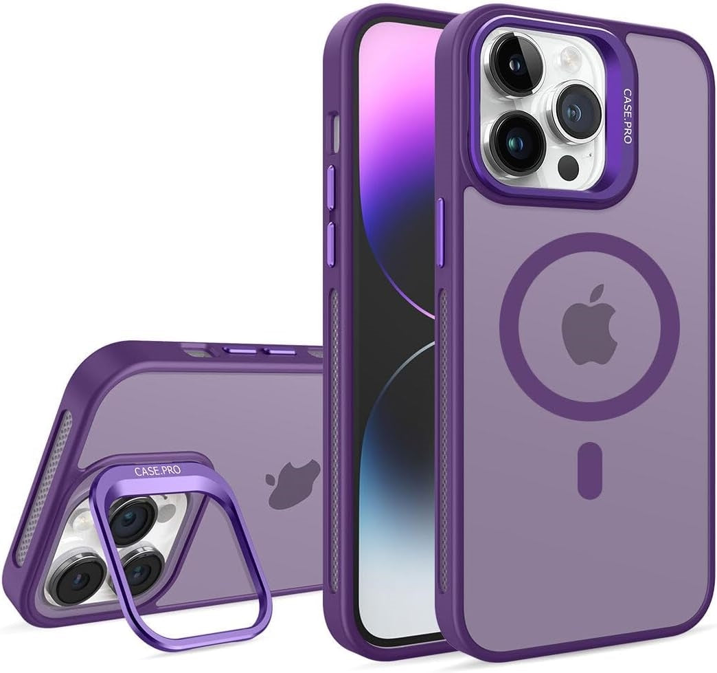 For Apple iPhone 16 Skin-Feel (Camera Holder) Magsafe Case Purple-www.firsthelptech.ie