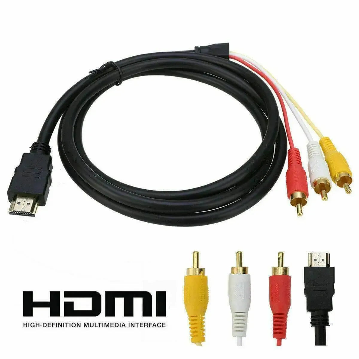 1.3m HDMI Male to 3 RCA Video Audio Converter Component AV Adapter Cable HDTV