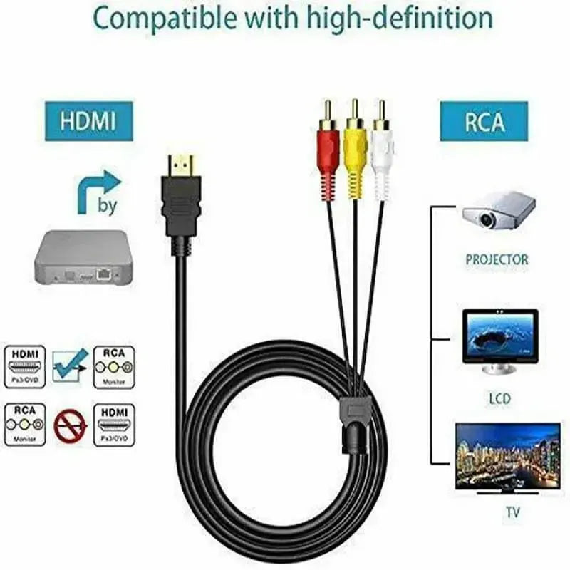 1.3m HDMI Male to 3 RCA Video Audio Converter Component AV Adapter Cable HDTV
