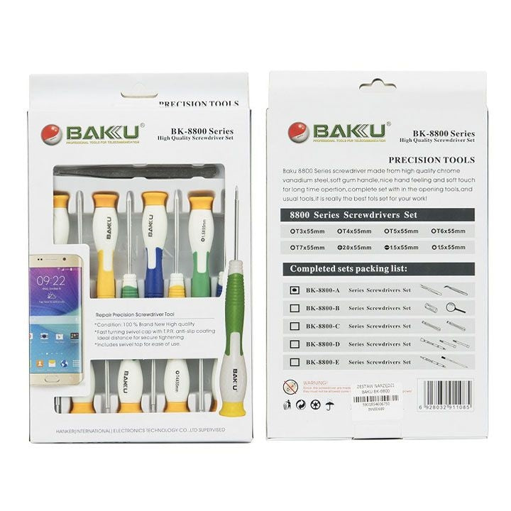 Baku BK-8800 10 In 1 Precision Screwdriver Tool Set with Twisters-www.firsthelptech.ie