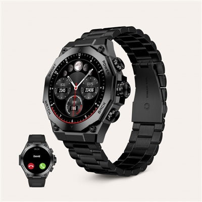 Ksix AMOLED Titanium Smart Watch Calling Version Black-www.firsthelptech.ie