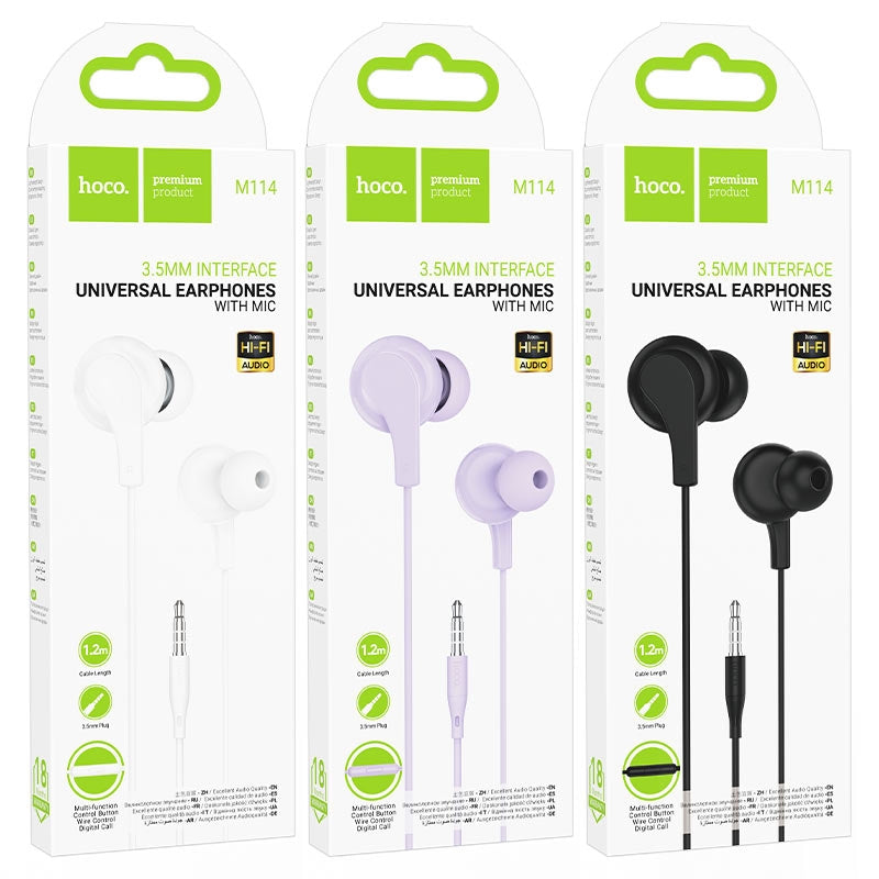 Hoco M114 Jia Universal Earphones with Microphone Purple-www.firsthelptech.ie