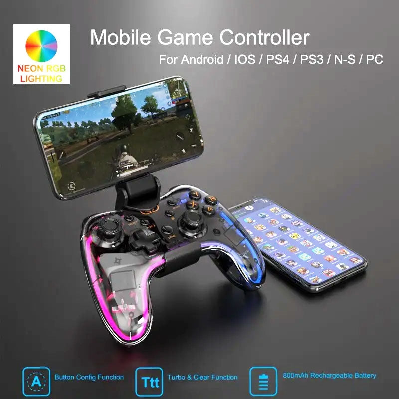 STK-8039FRG RGB Light Wireless PS4 & Switch Controller Joystock Transparent Black-www.firsthelptech.ie