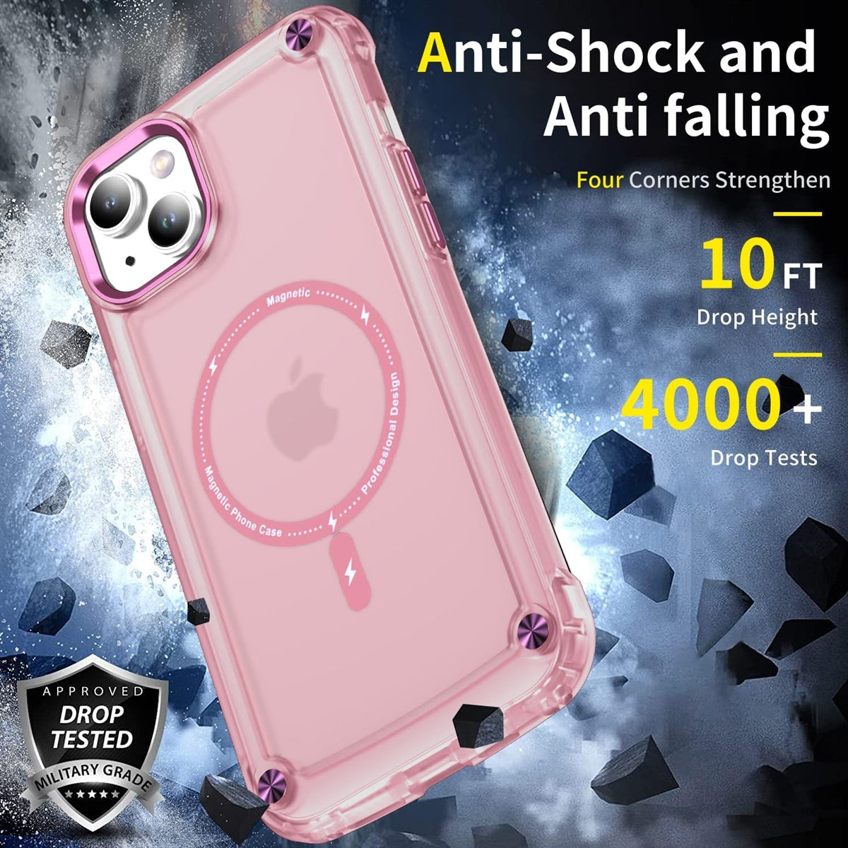 For Apple iPhone 16 Shockproof Bumber Magsafe Case Pink-www.firsthelptech.ie