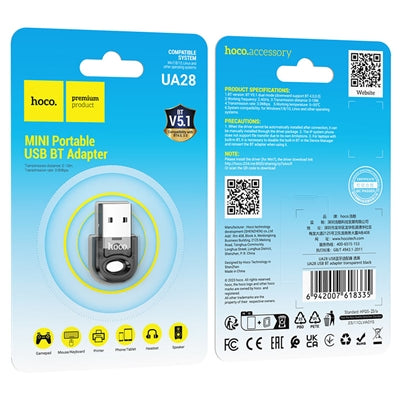 Hoco UA28 USB Bluetooth Dongle Transparent Black-www.firsthelptech.ie