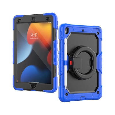 For Samsung Galaxy Tab A9 SM-X110 Survivor Symmetry Ring Stand Hard Case Blue