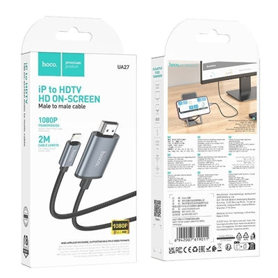 Hoco UA27 HD On-Screen (iP to HDMI) Cable Gray-www.firsthelptech.ie