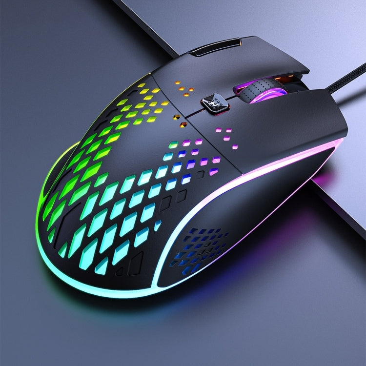 IMICE T97 (7 Keys) RGB Honeycomb Gaming Wired Mouse Black-www.firsthelptech.ie