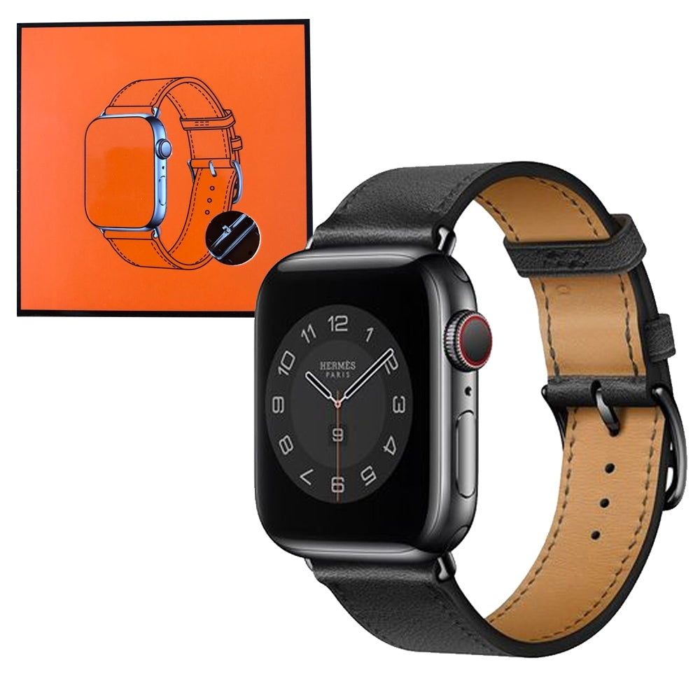 Apple Watch Luxury Leather Band (42/44mm) Black-www.firsthelptech.ie