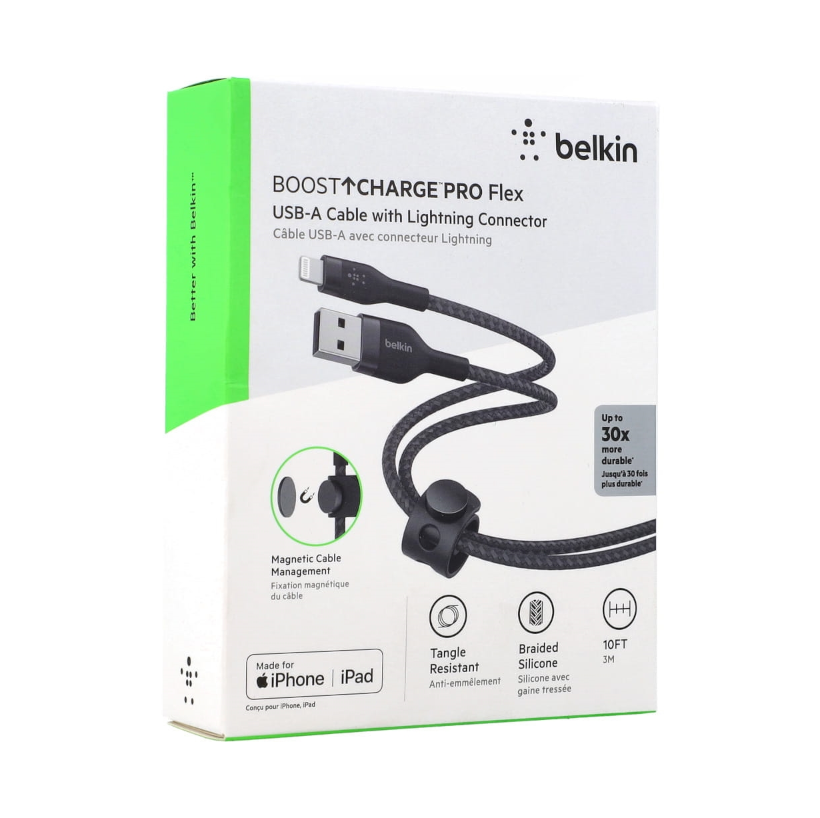 Belkin USB-A To Lightning MFI Braded Cable 3M Black