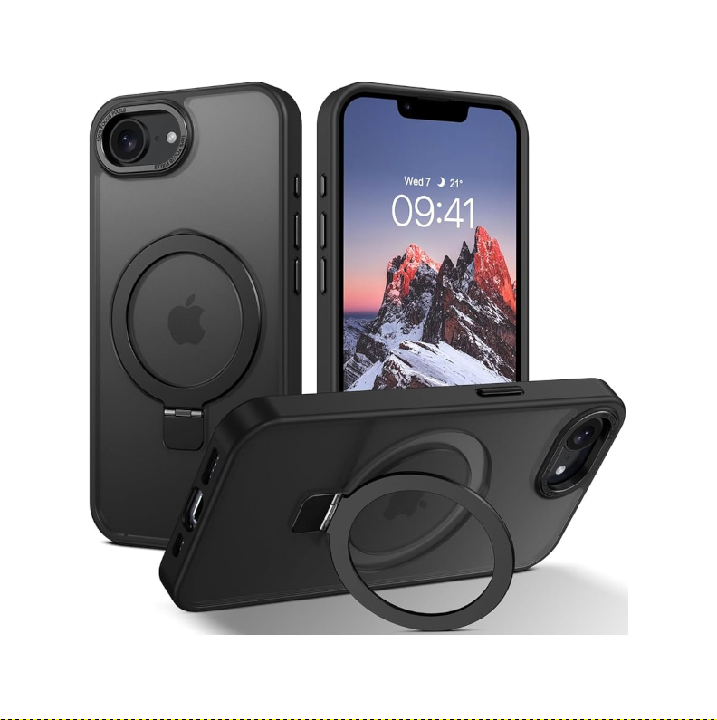 For Apple iPhone 16E Udbasto Series Magsafe Ring Case Black