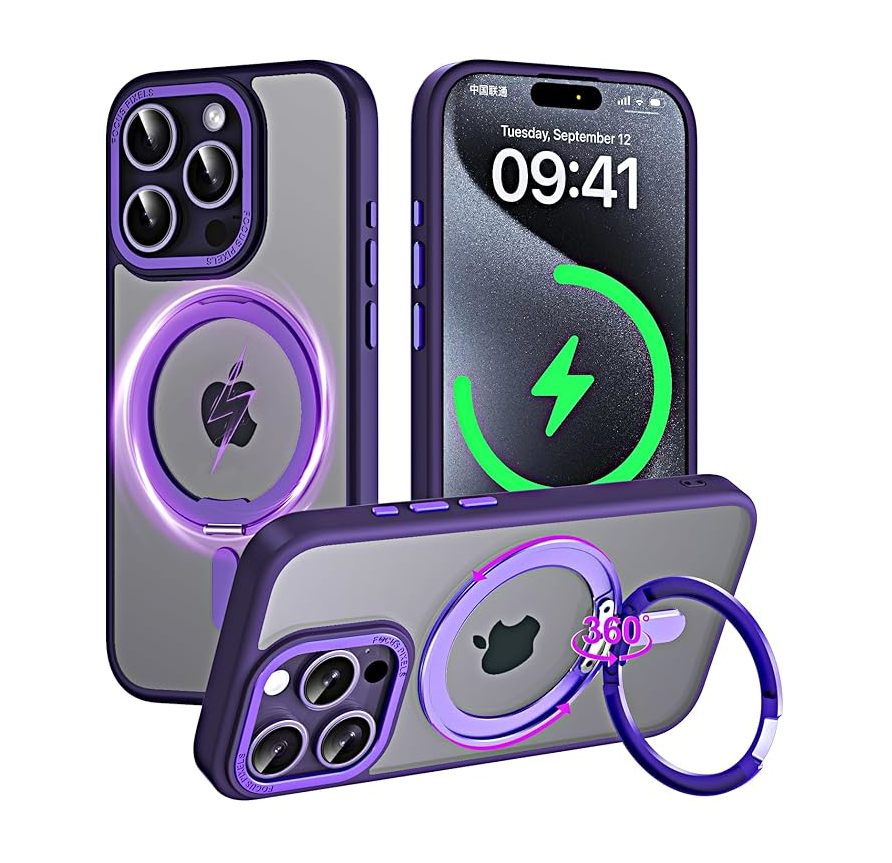 For Apple iPhone 16 Udbasto Series Magsafe Ring Case Purple