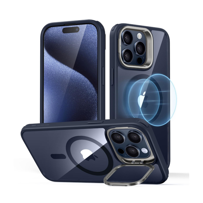 For Apple iPhone 13 / 14 Skin-Feel Camera Holder Magsafe Case Blue