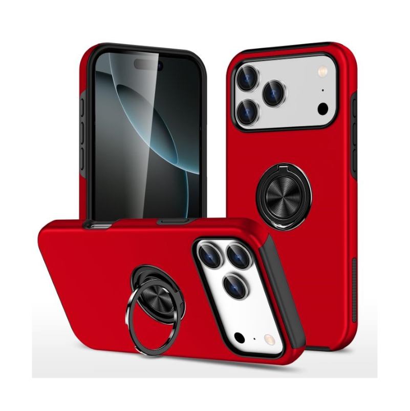 For Apple iPhone 17 Air Dual Layer Invisible Ring Case Red