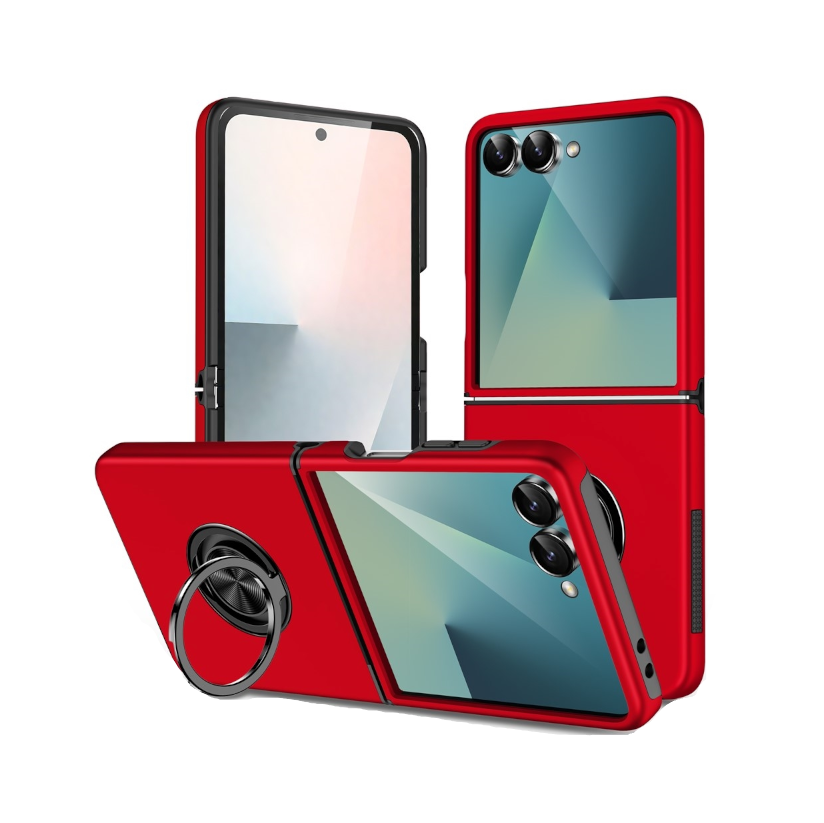 For Samsung Galaxy Z Flip 7 Dual Layer Invisible Ring Holder Case Red