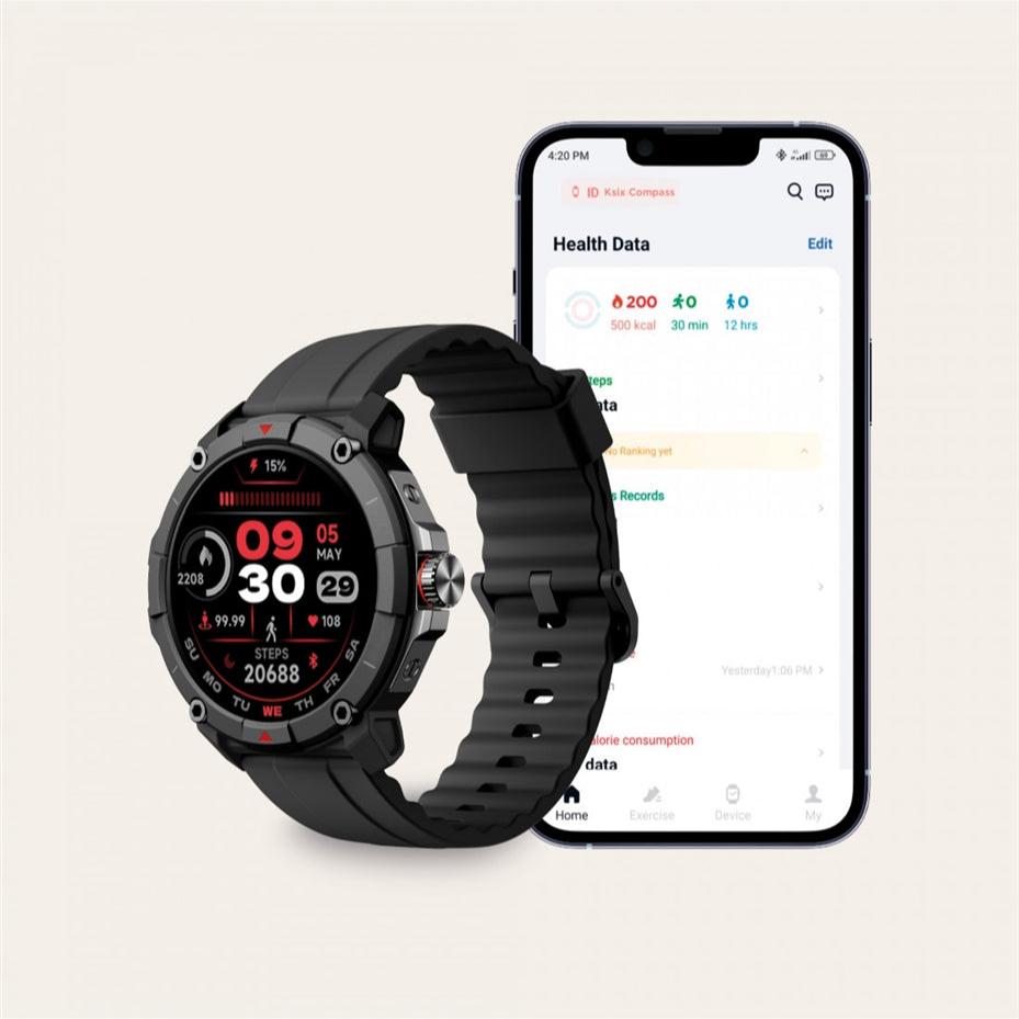 Ksix Smartwatch Compass GPS Black-www.firsthelptech.ie