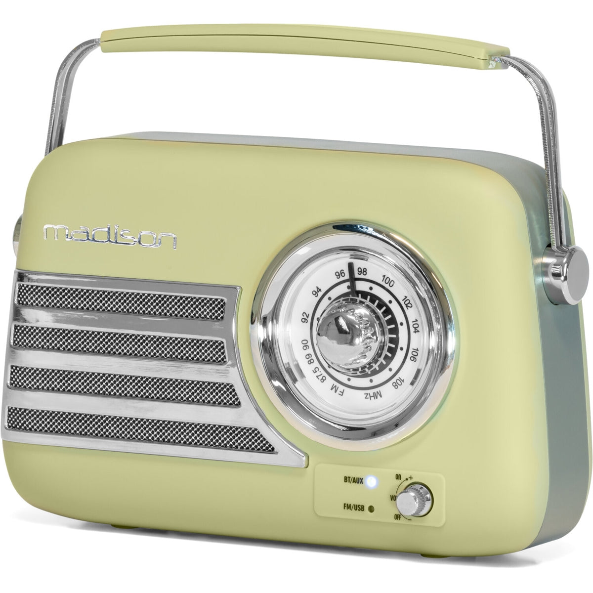 Madison FREESOUND-VR40GR-MAT 10-5608MAD Portable Bluetooth Vintage Radio 30W Olive