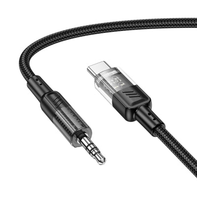 Hoco UPA27 Spirit Transparent Digital Type-C to 3.5mm Cable Black-www.firsthelptech.ie