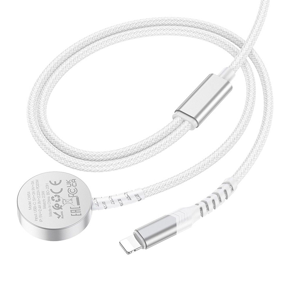 Hoco CW54 (2 in 1) Type C to ( iP & Apple Watch) Charger 3A 1.2m White