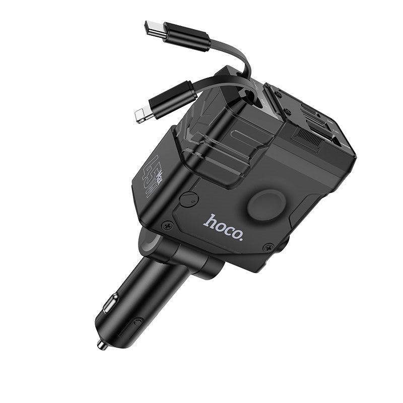 Hoco DZ23 45W Skill (4-in-)1 Built In Cable Car Charger Black